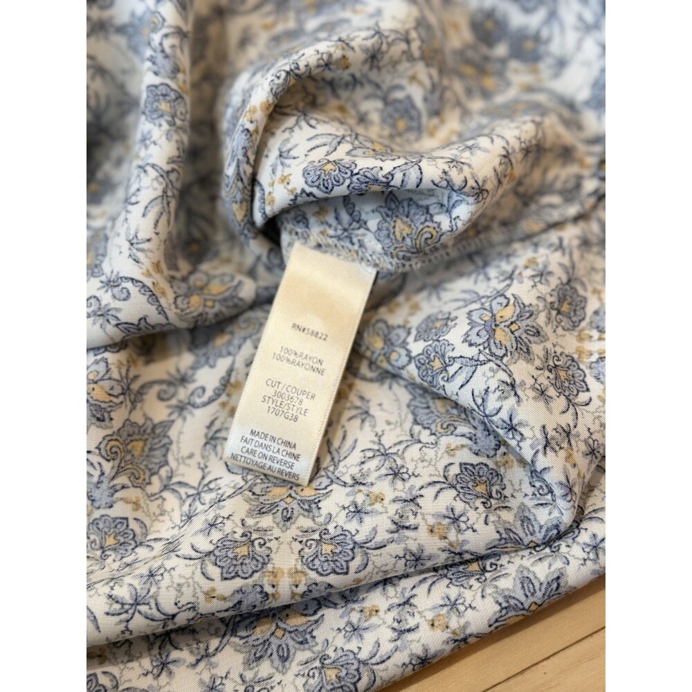NWT Max Studio Floral  op Womens Sz L 3/4 Sleeve Button Peasant Resort Scandi - Picture 7 of 10
